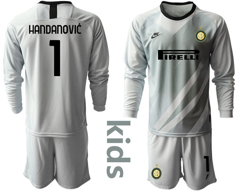 Youth 2020-2021 club Inter Milan grey long sleeved Goalkeeper #1 Soccer Jerseys->inter milan jersey->Soccer Club Jersey